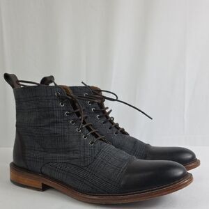 Taft Jack Charcoal Plaid Leather Men's Lace Up Ankle Boots